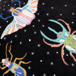 Wylder Darkling Beetles Embroidered Velvet Cushion Cover - thumbnail 4