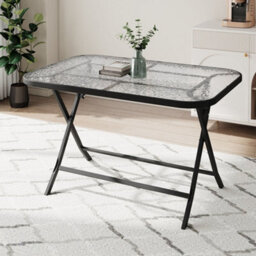 Breeins Black 120M W Outdoor Glass Tabletop Folding Table With Parasol Hole - thumbnail 3