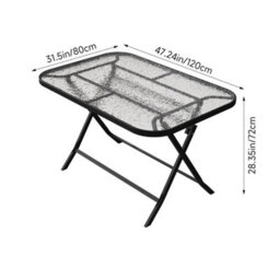 Breeins Black 120M W Outdoor Glass Tabletop Folding Table With Parasol Hole - thumbnail 8