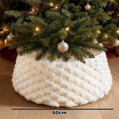 Amorly White Faux Fur Christmas Tree Collar, Soft Plush Small Ring For Artificial Trees, Boho Style Holiday Home Christmas Decor - image 1