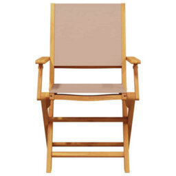 Garden Chairs 2 Pcs Taupe Solid Wood Acacia And Fabric - thumbnail 5
