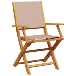 Garden Chairs 2 Pcs Taupe Solid Wood Acacia And Fabric - thumbnail 4