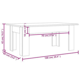 Vidaxl Coffee Table Grey Sonoma 100X60X42 Cm Engineered Wood - thumbnail 8