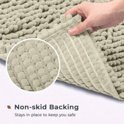 Moonlight Bedding Plush Chenille Bathroom Floor Mat Non-Slip Quick-Dry Absorbent Bathroom & Doorway Shower Rug Cream 50X80 Cm - thumbnail 2