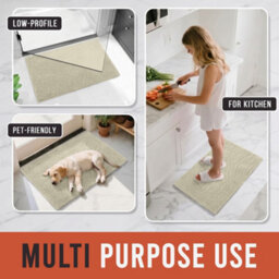 Moonlight Bedding Plush Chenille Bathroom Floor Mat Non-Slip Quick-Dry Absorbent Bathroom & Doorway Shower Rug Cream 50X80 Cm - thumbnail 4