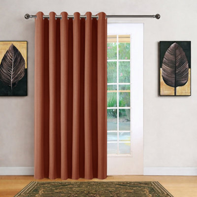 Bedlooms Rust Linen Curtain 100% Blackout Thermal Insulated Eyelet Door Curtain Single Panel 66 X 84 Inches With Tie Back - image 1