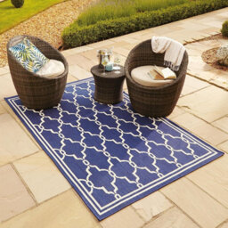 Silver Spanish Tile Garden Patio Rug - Weatherproof, Mould & Mildew Resistant Indoor Outdoor Mat - Rectangular 80 X 150Cm - thumbnail 3