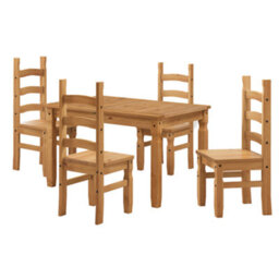 Mercers Furniture Corona Small Extending Table & 4 Chairs Dining Set Solid Wood Pine With Mexican Styling Wooden - thumbnail 6