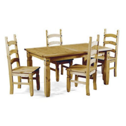 Mercers Furniture Corona Small Extending Table & 4 Chairs Dining Set Solid Wood Pine With Mexican Styling Wooden