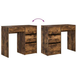 Berkfield Brown Writing Desk Smoked Oak Engineered Wood Medium Writing Desk - thumbnail 9