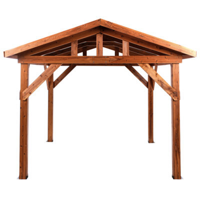 Beliani Gazebo Secchia 296 Cm 350 Cm Fir Wood Brown/ Grey - image 1