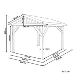 Beliani Gazebo Secchia 296 Cm 350 Cm Fir Wood Brown/ Grey - thumbnail 3