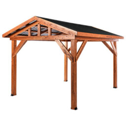 Beliani Gazebo Secchia 296 Cm 350 Cm Fir Wood Brown/ Grey - thumbnail 4