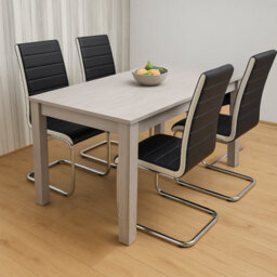 Kosy Koala Dining Table With 4 Chairs Grey Dining Set With 4 Black Chairs Dining Furniture - thumbnail 2