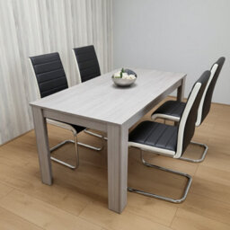Kosy Koala Dining Table With 4 Chairs Grey Dining Set With 4 Black Chairs Dining Furniture