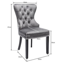Matteo Elegant Velvet Dining Chairs With Oak Legs And Chrome Knocker, Set Of 2, Grey - thumbnail 6