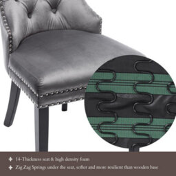Matteo Elegant Velvet Dining Chairs With Oak Legs And Chrome Knocker, Set Of 2, Grey - thumbnail 7