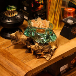 Molten Glass Chunky Ashtray / Candle Holder On Wood 23Cm - thumbnail 8