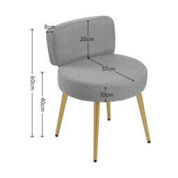 Grey Linen Upholstered Dressing Table Vanity Chair Dining Chair - thumbnail 2