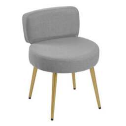 Grey Linen Upholstered Dressing Table Vanity Chair Dining Chair - thumbnail 6