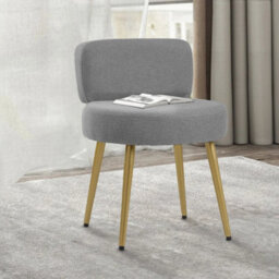 Grey Linen Upholstered Dressing Table Vanity Chair Dining Chair - thumbnail 4