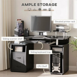 Computer Office Desk Table Workstation W/ Keyboard Tray, Drawer, Black - thumbnail 4