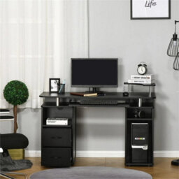 Computer Office Desk Table Workstation W/ Keyboard Tray, Drawer, Black - thumbnail 3