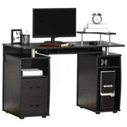 Computer Office Desk Table Workstation W/ Keyboard Tray, Drawer, Black - thumbnail 1