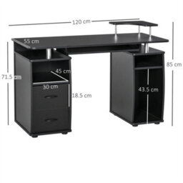 Computer Office Desk Table Workstation W/ Keyboard Tray, Drawer, Black - thumbnail 2