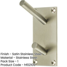 Loops Premium Satin Stainless Steel Hat And Coat Hook - 94X46mm - Wall Mounted Clothing Hook - thumbnail 2