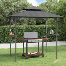 Walplus Bbq Gazebo With Side Shelves Anthracite 240X150X243 Cm Steel