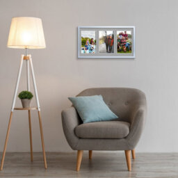 AK Frames 40X20Cm Silver Sleek Multi Photo Frame With Silver Mount - Holds 3 Apertures (3X) 6X4 Photos - thumbnail 3