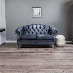 Chesterfield 2 Seater Antique Blue Leather Sofa Settee Custom Made In Victoria Style - thumbnail 2
