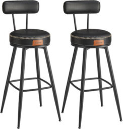Songmics Vasagle Mid-Century Bar Stools, Twin Set Swiveling Counter Chairs With Back Support, Kitchen Seating, Ink Black - thumbnail 7