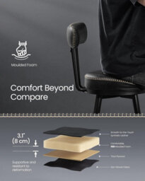 Songmics Vasagle Mid-Century Bar Stools, Twin Set Swiveling Counter Chairs With Back Support, Kitchen Seating, Ink Black - thumbnail 5
