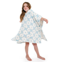 Bedlam Retro Flower Super Cosy Plush Hooded Throw - thumbnail 1