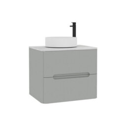 Royal Bathrooms Venice 600mm Dove Grey Wall Mounted Bathroom Countertop Vanity Unit 2 Drawer With Art Basin - thumbnail 7