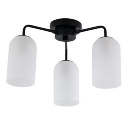 First Choice Lighting Victoria - Black Semi Flush Ceiling Light With Frosted Glass Shade