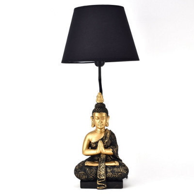 Hestia Black And Gold Buddha Table Lamp