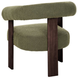 Wyld And Coco Boucle Armchair In Green With Dark Brown Retro Wooden Legs, Compact Living Room Accent (W77 X D68 X H76Cm) - thumbnail 6