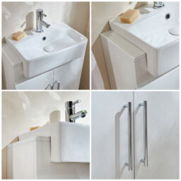 Homestylestore 550mm White Floorstanding Bathroom Vanity Unit And Chrome T Bar Handle - thumbnail 2