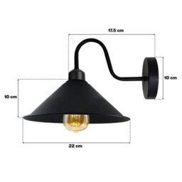Rustic Red Industrial Swan Neck Wall Sconce E27 Light Fixture Complete With Bulb - thumbnail 3