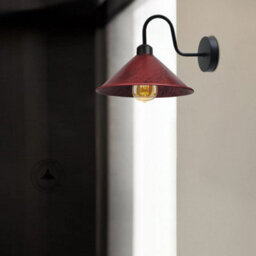 Rustic Red Industrial Swan Neck Wall Sconce E27 Light Fixture Complete With Bulb - thumbnail 4