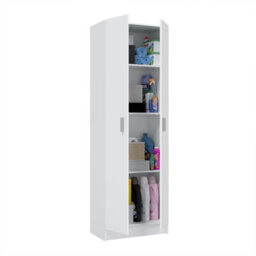 Direct Furniture Suppliers Ltd Vita White 2 Door 4 Shelf Kitchen Utility Room Cabinet - Modular Cleaning Storage - H: 180Cm X W: 59Cm X D: 37Cm - thumbnail 6