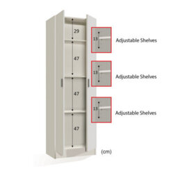 Direct Furniture Suppliers Ltd Vita White 2 Door 4 Shelf Kitchen Utility Room Cabinet - Modular Cleaning Storage - H: 180Cm X W: 59Cm X D: 37Cm - thumbnail 7