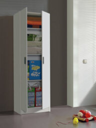 Direct Furniture Suppliers Ltd Vita White 2 Door 4 Shelf Kitchen Utility Room Cabinet - Modular Cleaning Storage - H: 180Cm X W: 59Cm X D: 37Cm - thumbnail 1