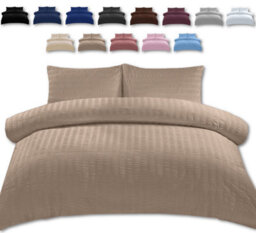 TheWhiteWater Limited Duvet Cover Set Seersucker Single/double/king/super King Bedding Set - Duvet Cover + Matching Pillowcase - Latte Beige - thumbnail 1
