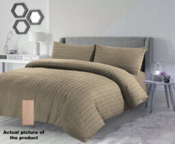 TheWhiteWater Limited Duvet Cover Set Seersucker Single/double/king/super King Bedding Set - Duvet Cover + Matching Pillowcase - Latte Beige - thumbnail 3