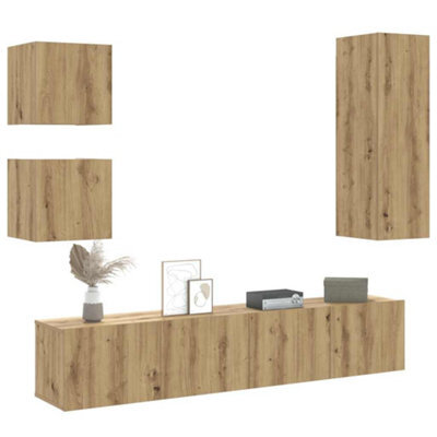 Berkfield 5 Piece Tv Cabinet Set Wall-Mounted Artisan Oak Engineered Wood - image 1
