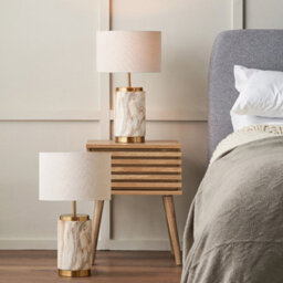 Pacific Lifestyle Set Of 2 Carrara Natural Stone Effect Ceramic Table Lamp - thumbnail 1